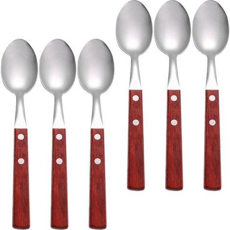 Lot de 6 cuillères en acier inoxydable, cuillères à mélanger pour la cuisine, cuillères à café pour la cuisine (1/4)