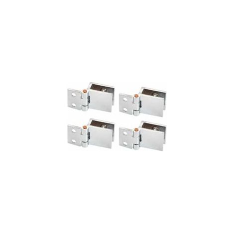 Bisagra de vidrio de aleación, 4 piezas. Bisagra de clip para puertas de vidrio de 0 grados, no requiere perforación. Bisagra de vidrio para puertas de gabinetes de cocina y vitrinas (vidrio de 5-8 mm (1/4)