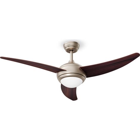 Klarstein Ventilador de techo El Paso con luz  132 cm  35 W  Funcionamiento silencioso  Madera