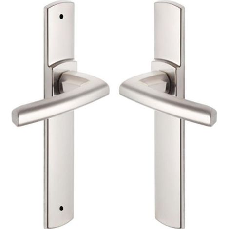 Set de Poignée de Porte sur Plaque - Version Sans Trou pour Porte de Cuisine et Salon - Entraxe 195 mm - Matériau Zamak Résistant - Finition Platine (1/5)