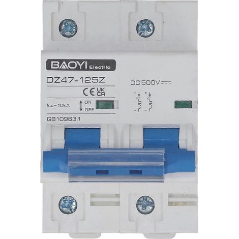 Leistungsschalter 10 kA 2-polig, professioneller DC-Trennschalter für Solar-PV-Anlagen, DC 500 V, D100, 100 A