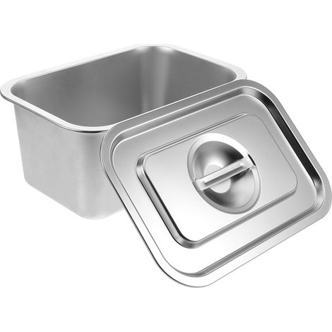 Poubelle à Compost Cuisine Inox avec Couvercle, 32 x 22 x 15 cm Format rectangulaire pour le plan de travail et les déchets alimentaires quotidiens (1/5)