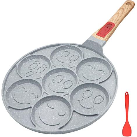 Poêle à Pancakes Induction, Poêle à Frire en Céramique Antiadhésive avec Poignée Amovible, Poêle à Crêpes pour Enfants - Bleu (1/5)