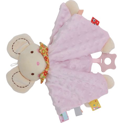 Couverture de sécurité pour bébé, couleur vive, peluche confortable, couverture douillette pour bébé, poupée animal mignonne rose (1/5)