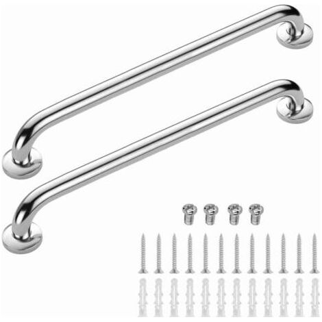 Lot de 2 Barre D'Appui wc, Acier Inox Maintien Poignée Douche, 90cm Barre d'Appui Salle de Bain Coudée, Barres Douche, Baignoire Main Courante Inoxydable Âgées/Handicapées/Enfants (1/5)