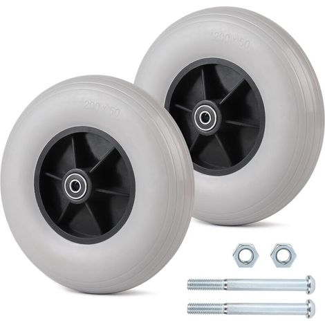 2 x Roulette Avant Fauteuil de Rechange 190 mm Roues Pneus TPR sans Air pour Fauteuil Roulant et Rollators (Gris Clair) (1/5)