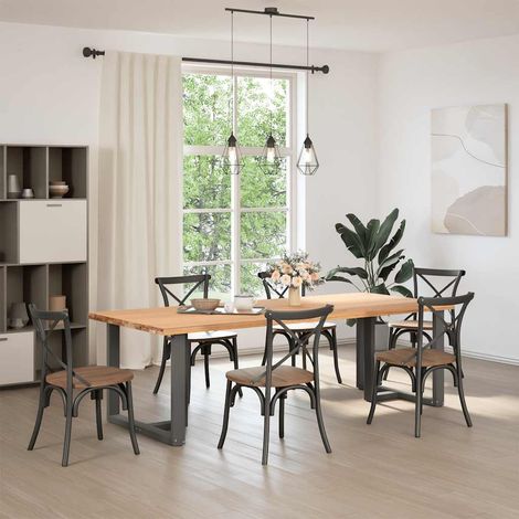 Maison Exclusive - Esstischbeine T-Form 2 Stk. Anthrazit 90x35x(7