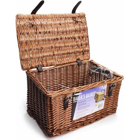 PANIER À VÉLO EN OSIER MARRON PANIER À PAIN AVANT 45X30X25 CM (1/5)
