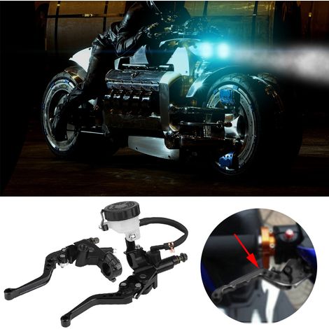 Universeller 22-mm-Brems- und Kupplungshebel für Hauptbremszylinder, schwarzes Motorrad-Ausgleichsbehälter-Set, kompatibel mit 7/8-Zoll-Bedienelementen (1/5)