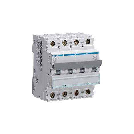 Hager interruttore automatico di comando e protezione 4 poli 16a 6 ka c 4 moduli mca416 (1/4)