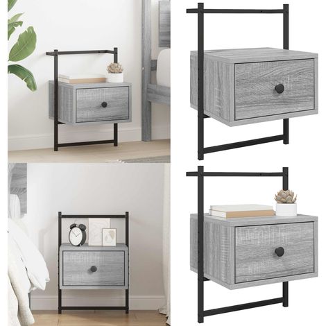 Table de chevet murale sonoma gris 35x30x51cm bois d'ingénierie - Table De Chevet Murale - Meuble De Chambre - Rangement Mural - Table De Nuit - Design Moderne - Home & Living (1/5)