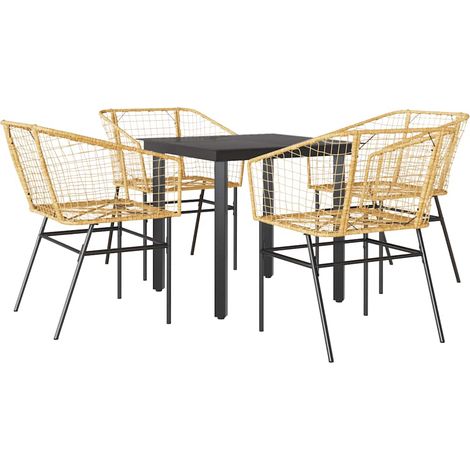 Ensemble à manger jardin 5 pcs，Salon de jardin marron poly rotin verre CFW37653 (1/5)