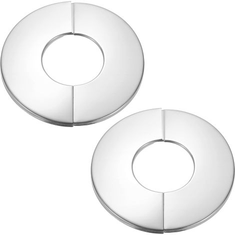 Plaque d'Écussons Auto-Adhésive Ronde en Acier Inoxydable 1.69"/43mm, 2pcs Couverture Murale pour Tuyau d'Eau, Cache Mitigeur Douche Boucles Robinet Chauffage Plomberie, Argenté (1/5)