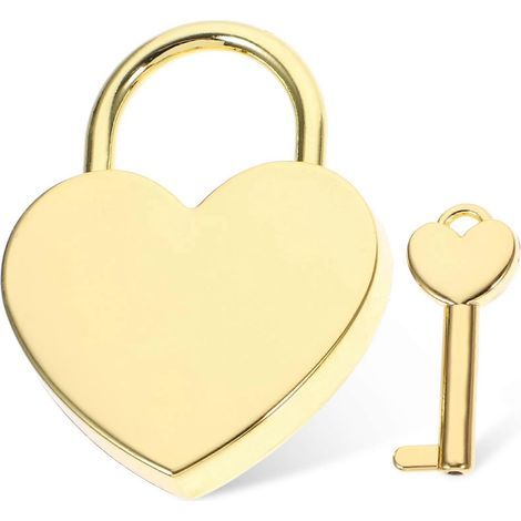 Petit cadenas avec clé, idéal pour les couples romantiques, pour cadenas de boîte à bijoux ou de valise.-5.8X4.4X0.7CM-Golden (1/3)