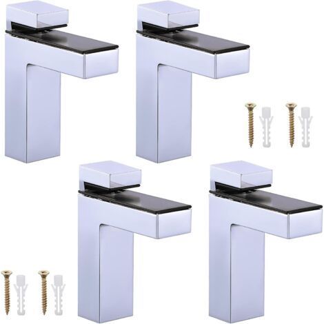 4Pack Support de tablette en verre en bois réglable Support de tablette en alliage de zinc solide Support de verre en bois pour étagère de 5-30 mm d'épaisseur (1/5)