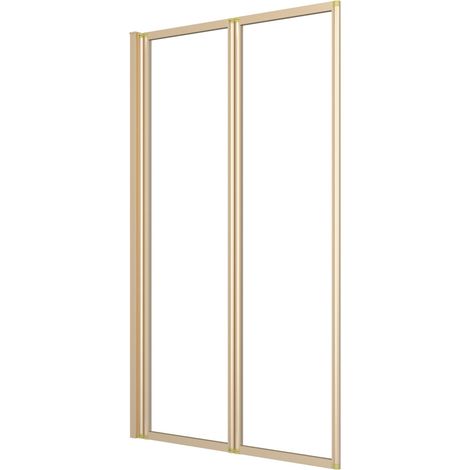 Marwell Badewannenfaltwand Double Gold 120x70cm - Duschwand für Badewanne mit 4mm Einscheibensicherheitsglas - Zwei schwenkbare Faltwände - hochwertige Aluminiumrahmen (1/3)