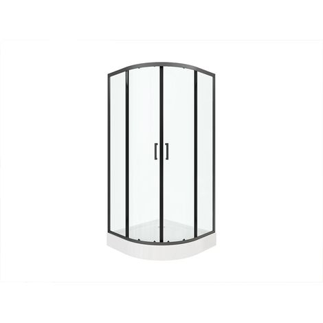 Paroi de douche d'angle avec receveur - Noir - L80 x l80 x H192 cm - SIDOA (1/4)