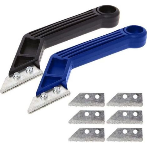 2 Pcs Grout Removal Tool, Grout Remover, 6 Blades, Blue and Black Scraper (1/5)