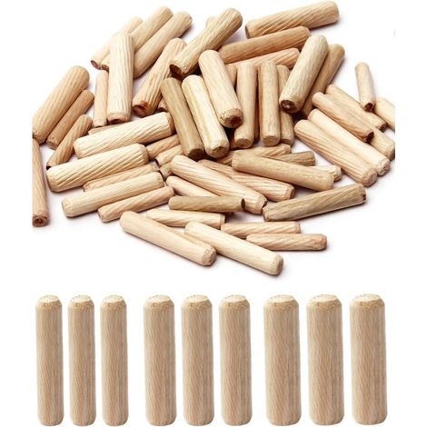 60 Pcs Assorted Wood Dowel Dowels Tapered Grooved Wood Dowels for Milling Grooving Craft DIY Woodworking Carpentry M8 M10 M12 (1/5)