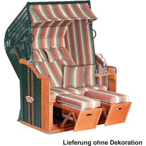 Gartenstrandkorb Rustikal 250 Plus 2-Sit zer, Halbliegemodell Kunststoffgeflecht