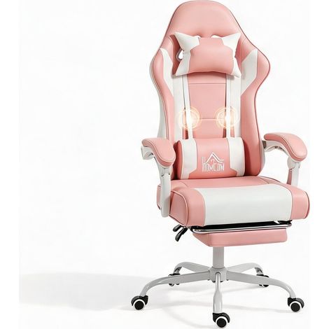 Chaise de bureau coloris rose en pVC métal 66 x 63 x 134 cm (1/5)