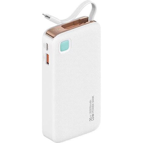 Usams Powerbank mit einziehbarem Lightning-Kabel, 10000 mAh, PD 20W Schnellladung, XY-Serie, Weiß, 10KCD22502 (US-CD225) (1/5)