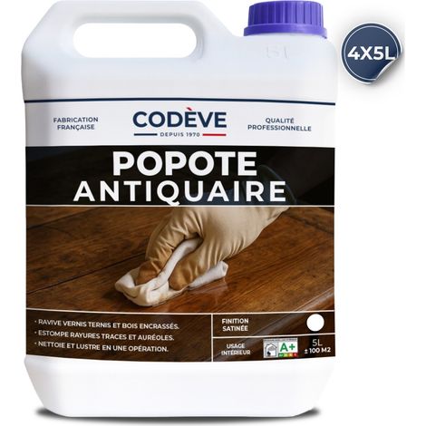 Popote Antiquaire - 4x5 L - Codeve Bois - Redonner De La Brillance à Votre Bois Recouvert De Vernis, Cire Ou Huile.