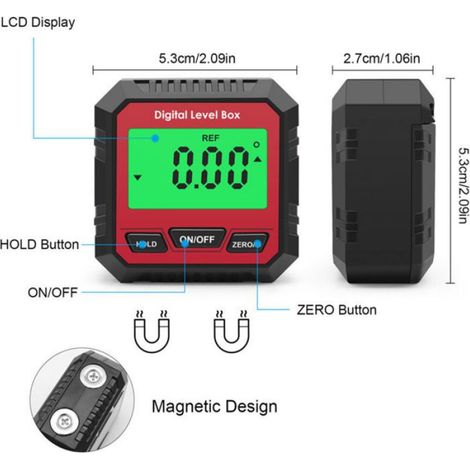Rapporteur numérique multifonction magnétique LCD verrouillage (1/4)
