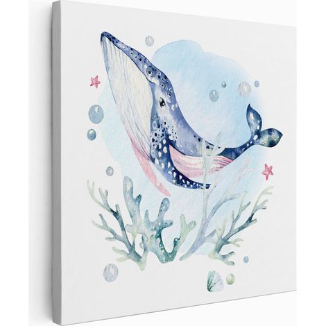 Tableau toile Enfants Carré - Baleine - 80x80 cm (1/2)