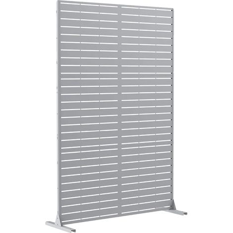 Écran de confidentialité, design autoportant, construction en métal durable, Blanc à persiennes (1/2)