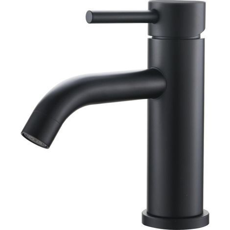 Basin Faucet - Single Handle Bathroom Faucet, Low Noise Ceramic Drawer Basin Faucets, Stainless Steel Body, Black (1/4)