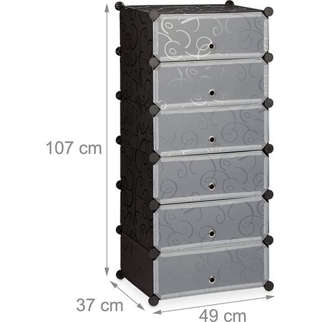 Armoire étagère meubles à chaussures rangement plastique chaussures modulable 12 paires noir (1/4)