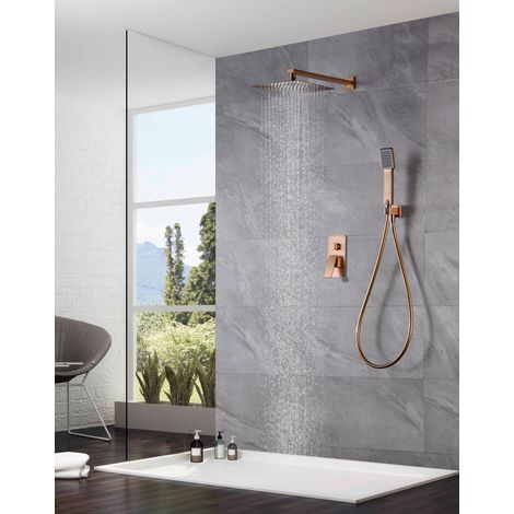 Set doccia incasso con monocomando  Modello PISA  Colore oro rosa  Finitura in oro rosa spazzolato [ IMEX® ]