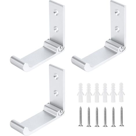 Crochet Mural Pliable 3pcs Patères Pliables pour casque en Alliage D'aluminium, Support de Manteau invisibles pour Bureau Cham (1/4)