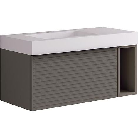 Meuble sous-vasque avec vasque Blies Gris Carbone avec étagère ouverte, 1005x500x460mm (1/2)