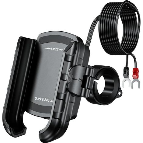 Supporto per telefono da moto BIKETEC QUICK LOCK USB 3.0 PD per manubrio e specchietto retrovisore (1/3)