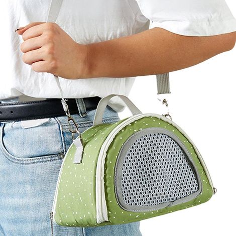 Sac de voyage pour petits animaux - Porte-animaux - Conception respirante/Construction légère - 1 pièce - Pour les promenades/Gris (1/5)