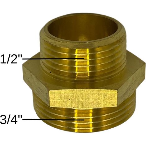 Reduziernippel Messing 1/2" 3/4" beidseitig flachdichtend Heizung Solar (1/5)