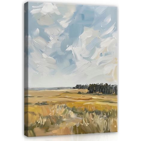 tableau nature paysage peint sur toile pour chambre salon 100x70 (1/3)