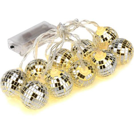 LED-Lichterkette mit Discokugeln, Mini-Diskokugeln, Baumschmuck, batteriebetriebene Discokugeln für Weihnachten (v) (1/5)