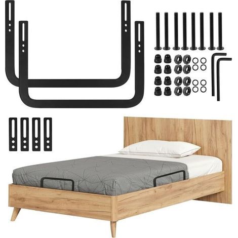 Arret Matelas, Cale Matelas pour Lits Massifs, Lattes, Tatamis, Lits Flottants et Sommiers, RéGlable Anti Glisse pour Matelas, Barre de Retenue de Matelas, Retenue de Matelas en Métal, 2 Pièces (1/4)