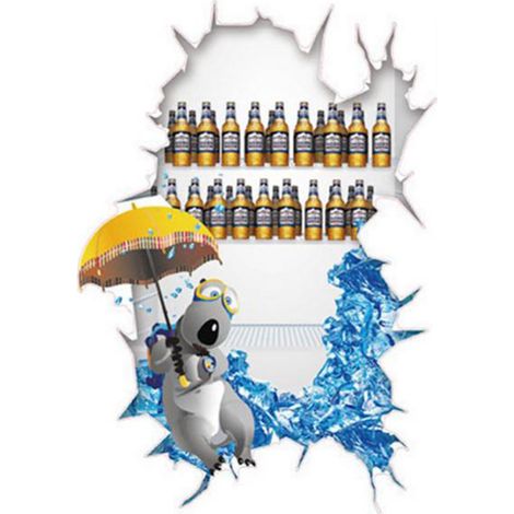 Autocollant rigolo dessin animé PVC refrigerateur decoratif removable porte frigo mur vitre carrelage 48x68cm multicolore 70g lot deco