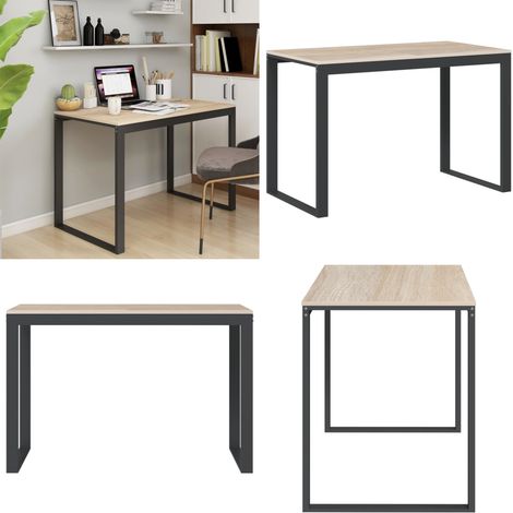 Computertisch Schwarz und Eiche-Optik 110x60x73cm Holzwerkstoff - PC-Tisch - Schreibtisch - Homeoffice - Arbeitsplatz - Modern - Home & Living (1/5)