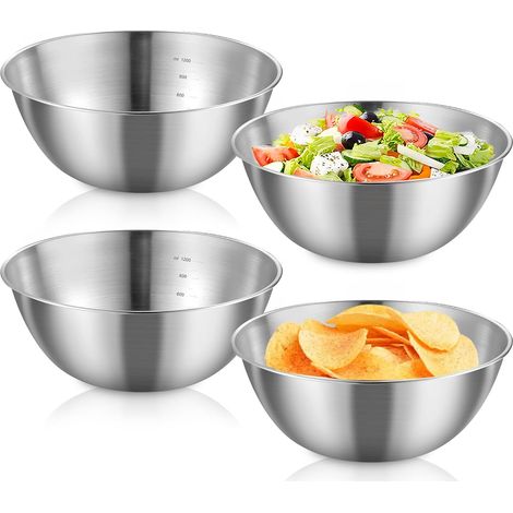 4 Cul De Poule Inox,1200ml,Acier Inoxydable,Empilable,Pour Cuisine (1/4)