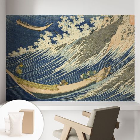 Papier peint intissé à motifs décoratifs pour salon chambre et bureau Décoration murale élégante avec colle Vagues 104x70 cm (1/5)