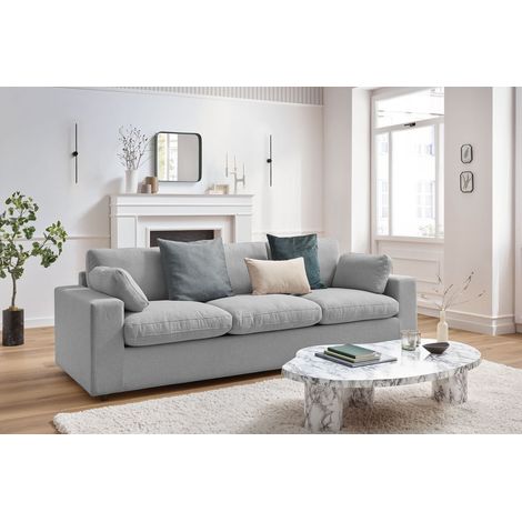 Bobochic – Canapé droit fixe 3 places – Tissu 100% polyester – Longueur 250cm – Style moderne – Confort moelleux et durable (1/5)