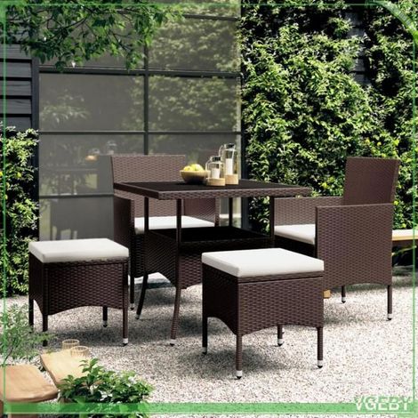 Ensemble à manger de jardin - 3058331 - Résine tressée résistante - 4 personnes - Table carrée 80x80 cm verre trempé (1/5)