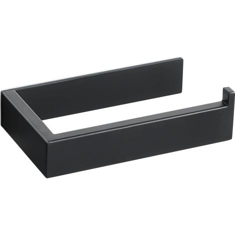Portarrollos de papel higiénico adhesivo, sin necesidad de taladrar, de acero inoxidable, para baño o cocina, negro mate, lado derecho (1/5)