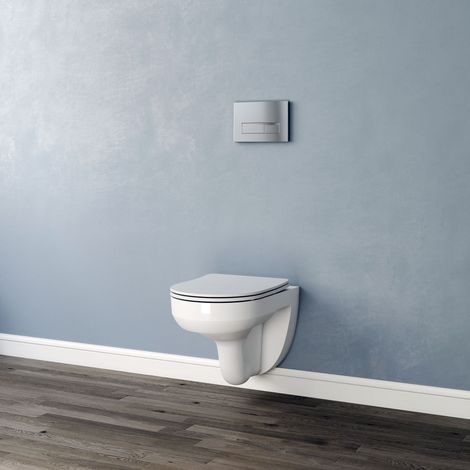 Modern Bathroom Wall Hung Toilet Rimless Round WC pan UF Soft Close Seat white (1/5)