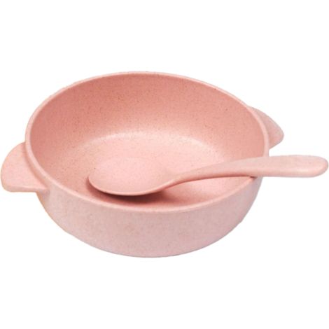 Assiette creuse enfant écologique multifonction bol dessert robuste avec cuillère (1/5)